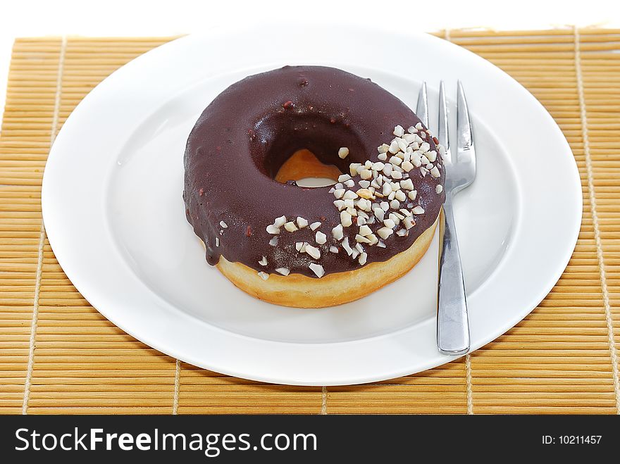 Peanut and Chocolate Donuts Tea Break. Peanut and Chocolate Donuts Tea Break