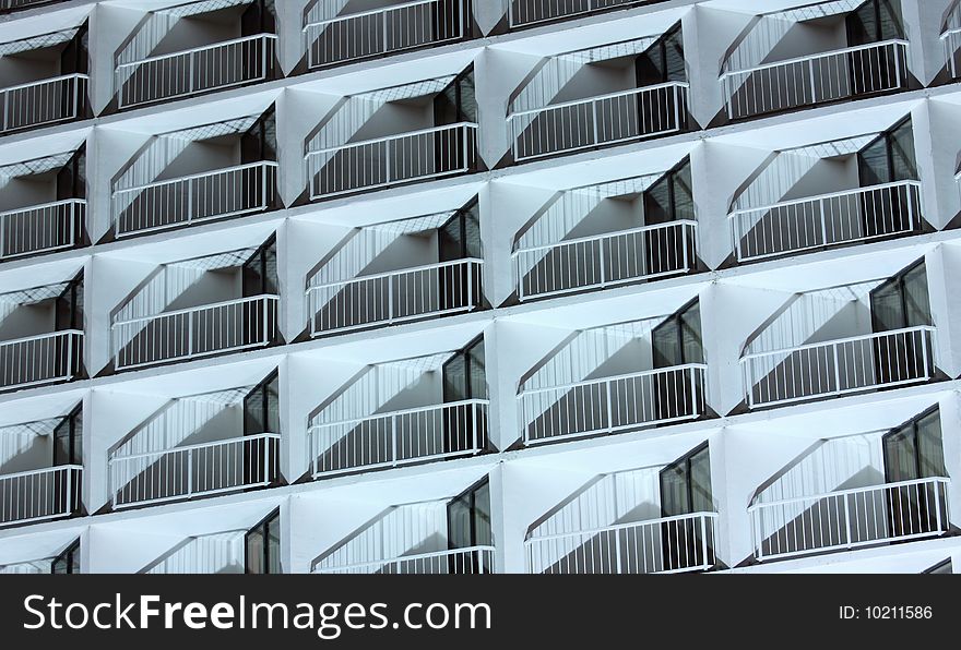 A shot of hotel balconies.