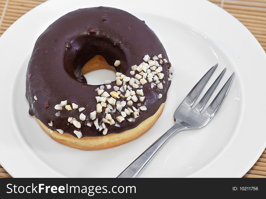 Peanut and Chocolate Donuts Tea Break. Peanut and Chocolate Donuts Tea Break