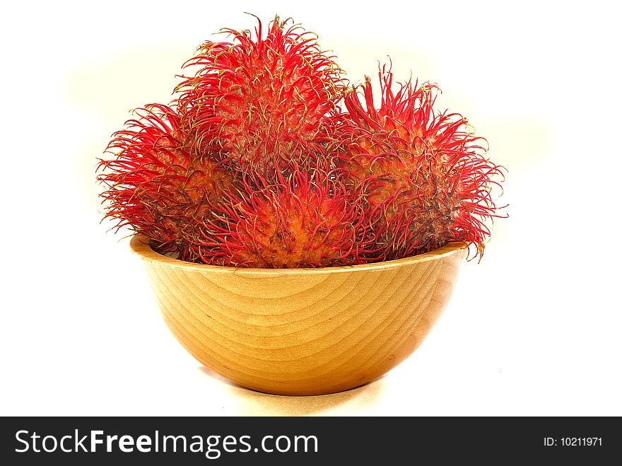 Tropical Asian Fruits in Bowl - Rambutan. Tropical Asian Fruits in Bowl - Rambutan