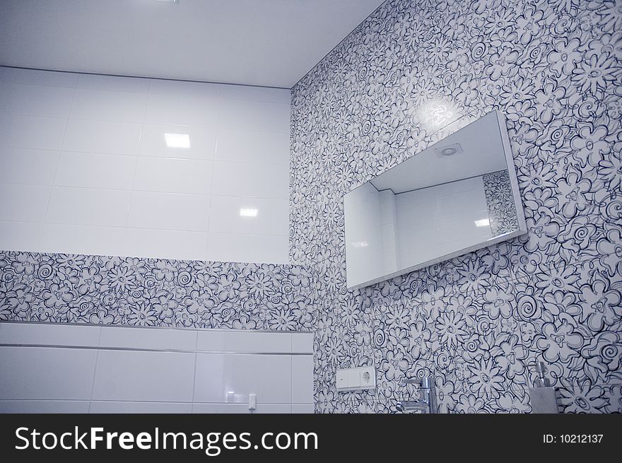 Great designed bathroom interior, cold tones
