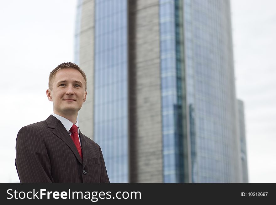 Portrait of a young businessman outdoor the office