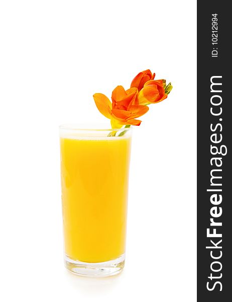 Glass Of Orange Juice On White