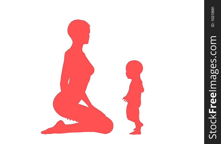 Silhouettes of mom and her child