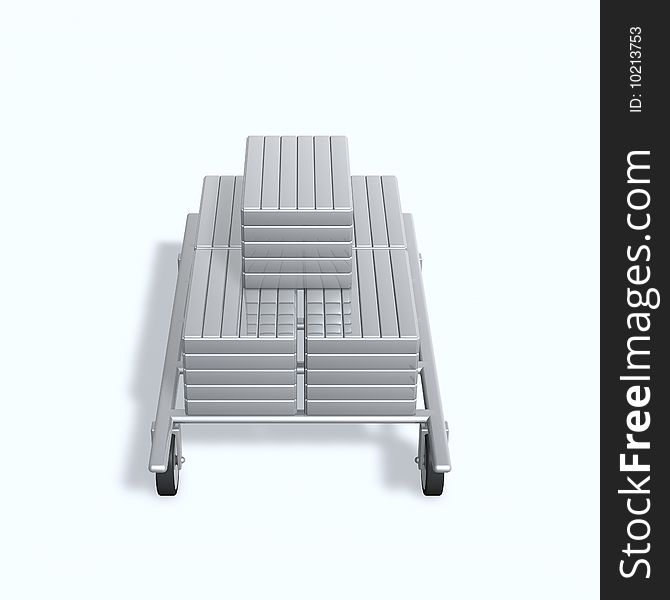 3D render image of box on a luggage trolley.