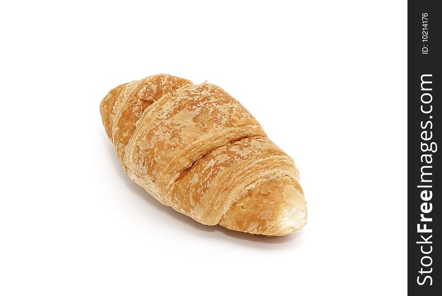 Chocolate filled croissant isolated on white background