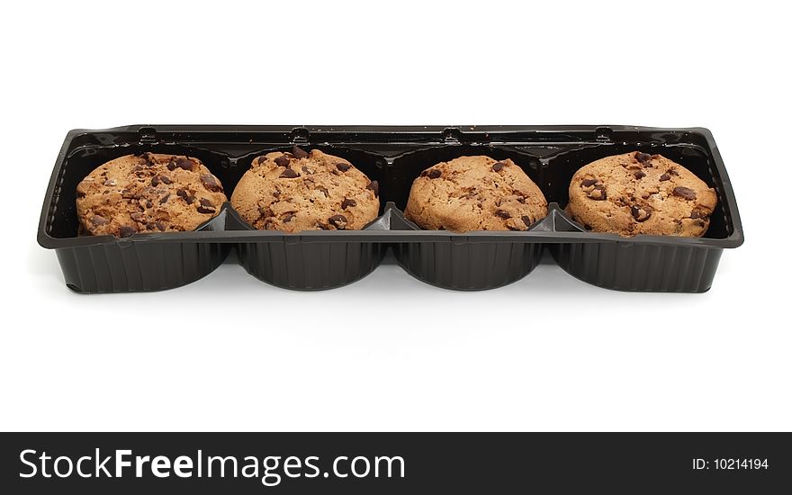 Pack of cookies isolated on white background