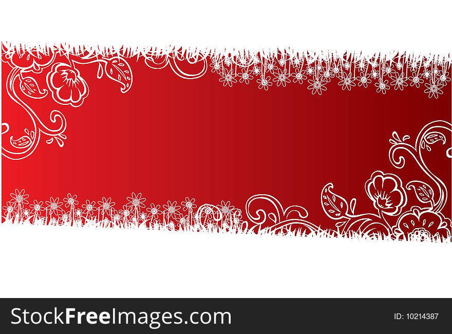 Floral red banner, vector illustration. Floral red banner, vector illustration
