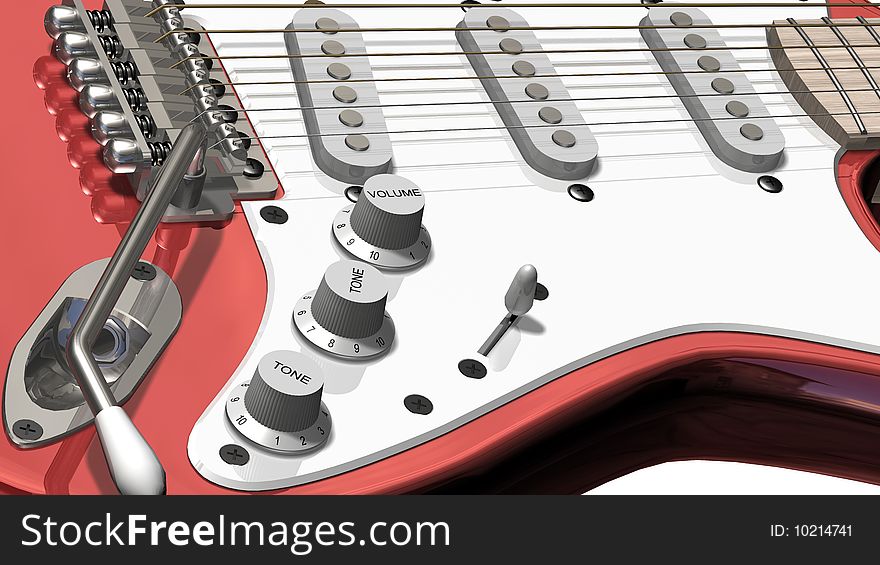 Red Electric Guitar close up