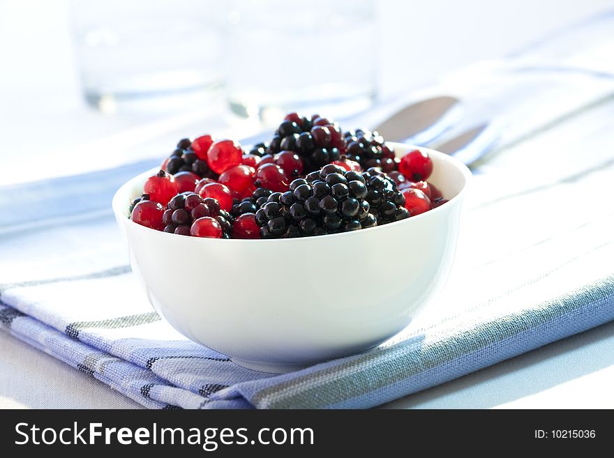 Redcurrants and blackberries