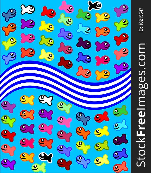 Cheerful background with a colorful motley fishes. Cheerful background with a colorful motley fishes