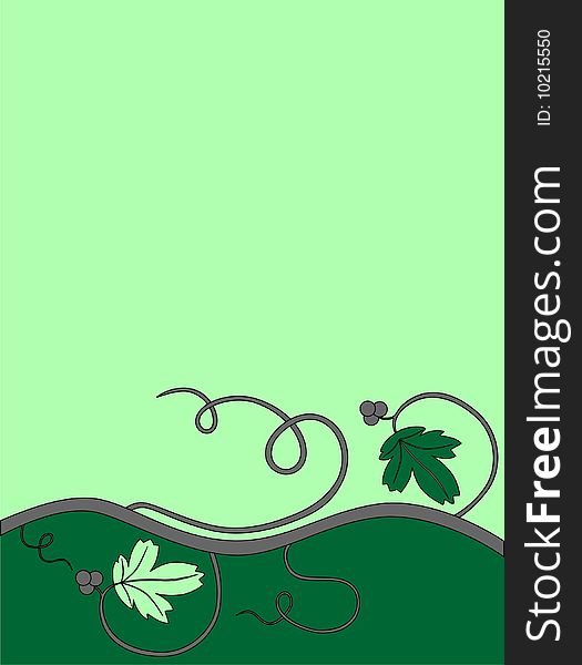 Vector illustration with a vine on a green background. Vector illustration with a vine on a green background