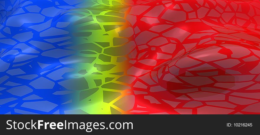 A background image of scaled waves with changing colors