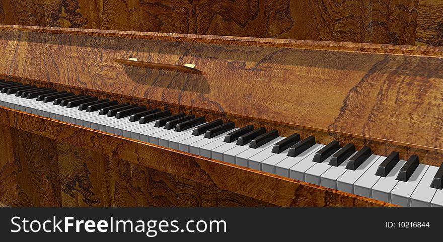 Brown classical piano close up