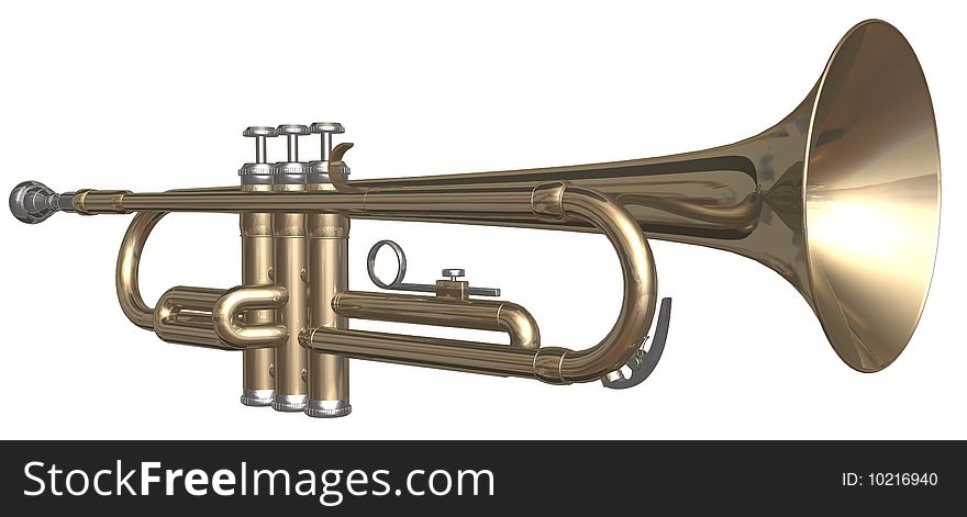 Isolated trumpet on a white background