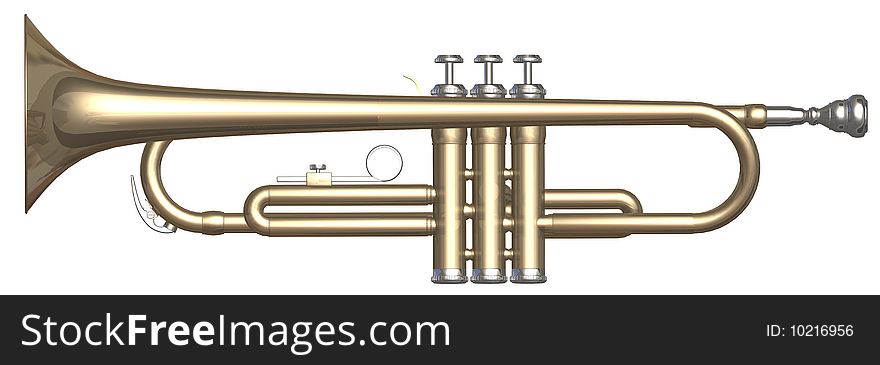 Isolated trumpet on a white background. Isolated trumpet on a white background