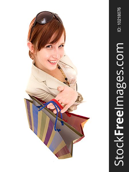 Young woman with shopping bags