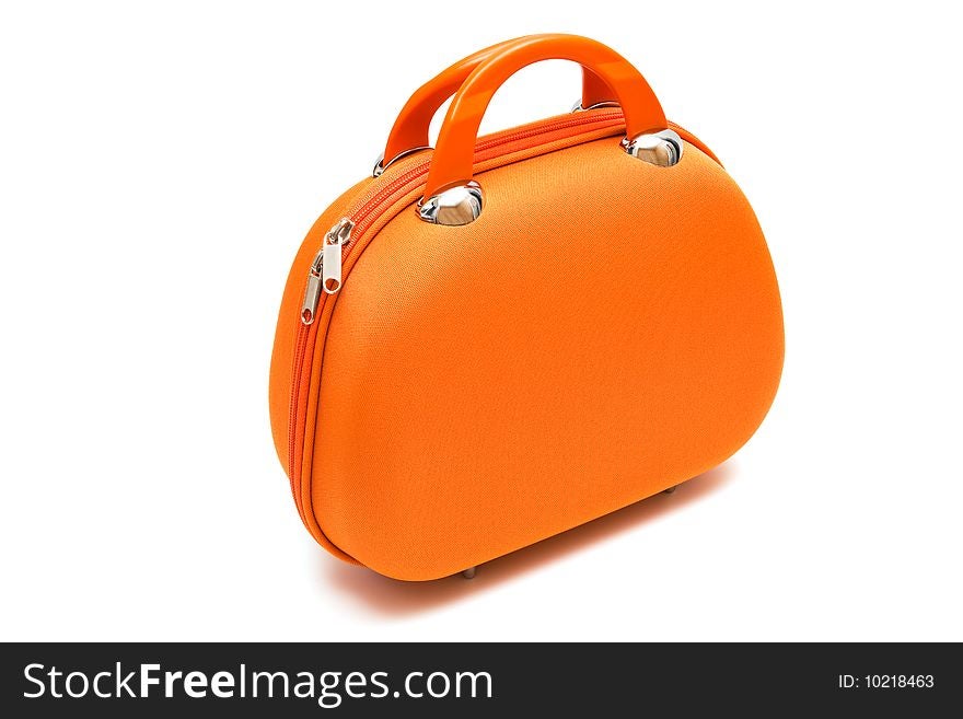 Orange large suitcase