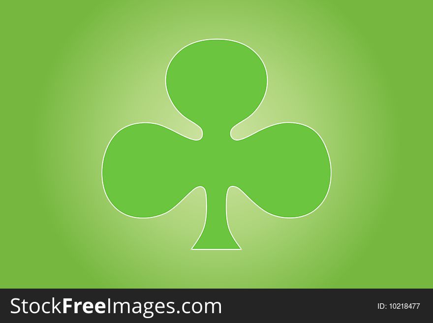Green shamrock on a green background.
luck symbol.