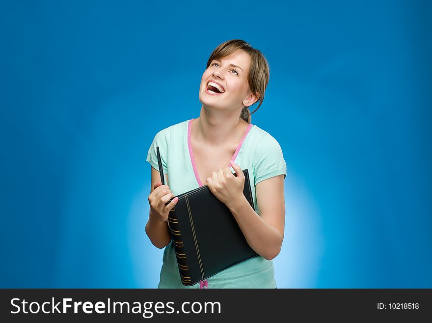 Beautiful smiling woman with books. Beautiful smiling woman with books