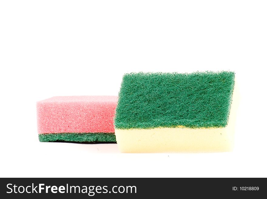 Two cleaning sponges, isolated on white background