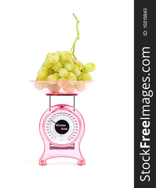 Kitchen Scales Filled With Green Grapes