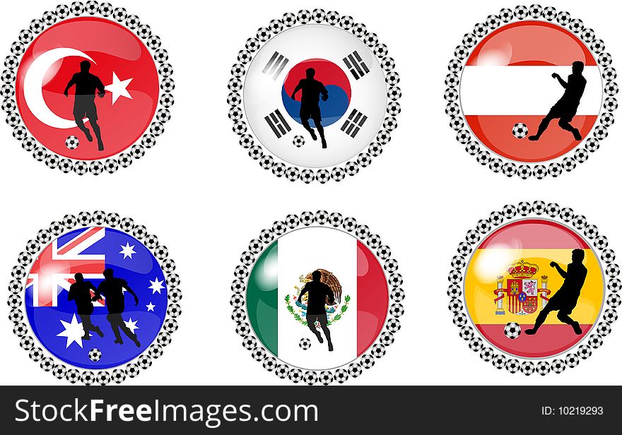Illustration of a set of soccer buttons. Illustration of a set of soccer buttons