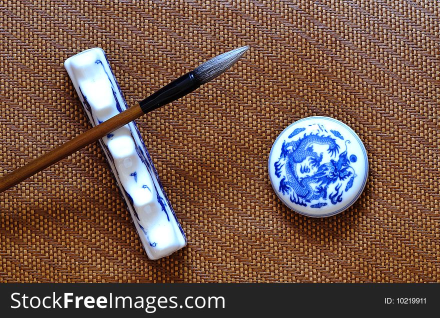 Chinese Painting needed painting tools, pens, ink, paper, inkstone. Chinese Painting needed painting tools, pens, ink, paper, inkstone