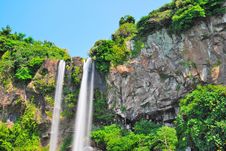 Low Shot Of Majestic Waterfall Royalty Free Stock Photo Low Shot Of Majestic Waterfall Royalty Free Stock Photo