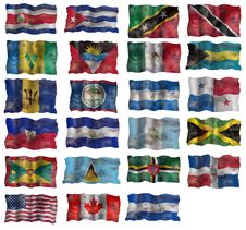 Set Of North America Flags Royalty Free Stock Image