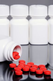 Pills And Bottles Verticle Stock Image