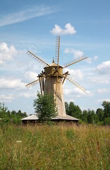 Old Rural Windmill And Cloud In Sky Stock Photography