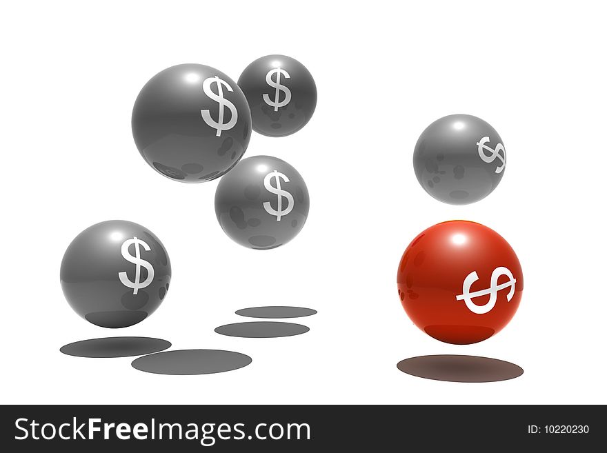 Isolated Spheres With Dollar Symbol