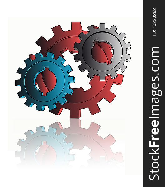 Isolated cogwheels - business network - illustration