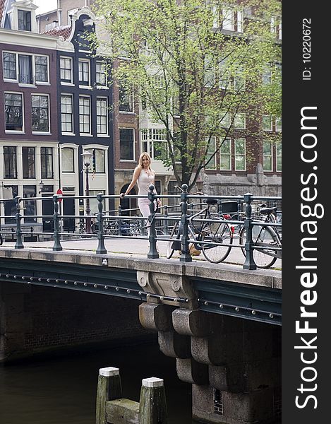 Typical Amsterdam canals views, Netherlands