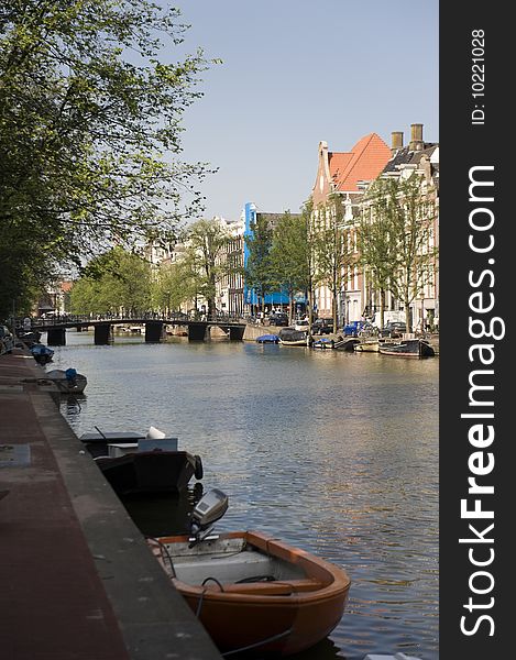 Typical Amsterdam canals views, Netherlands