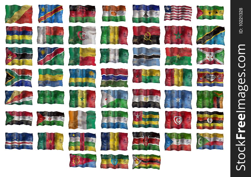 Set of Africa flags. Illustration over white background