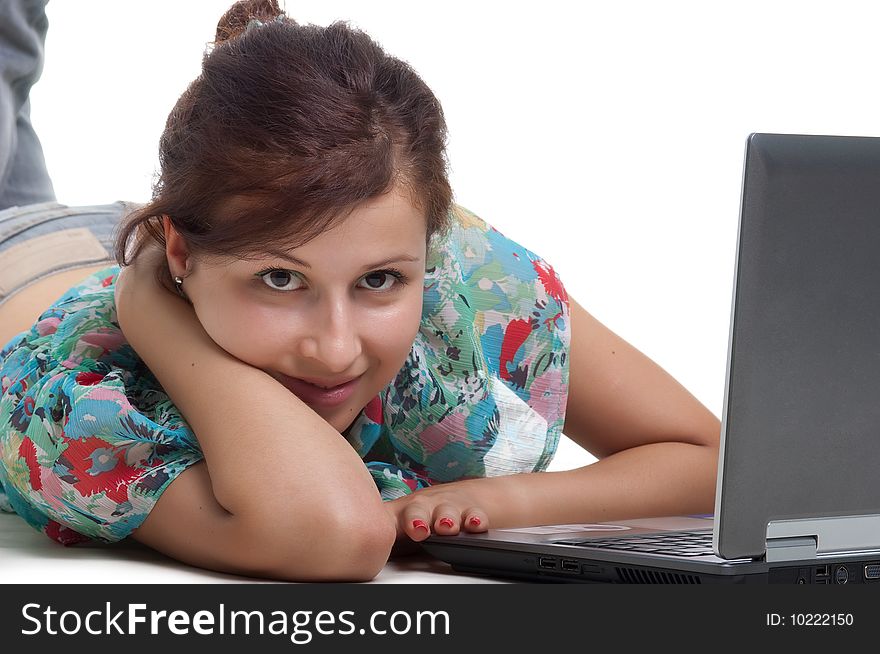 Cute young girl with laptop