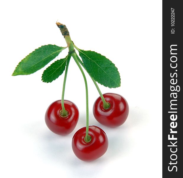 Sweet cherries on a white background