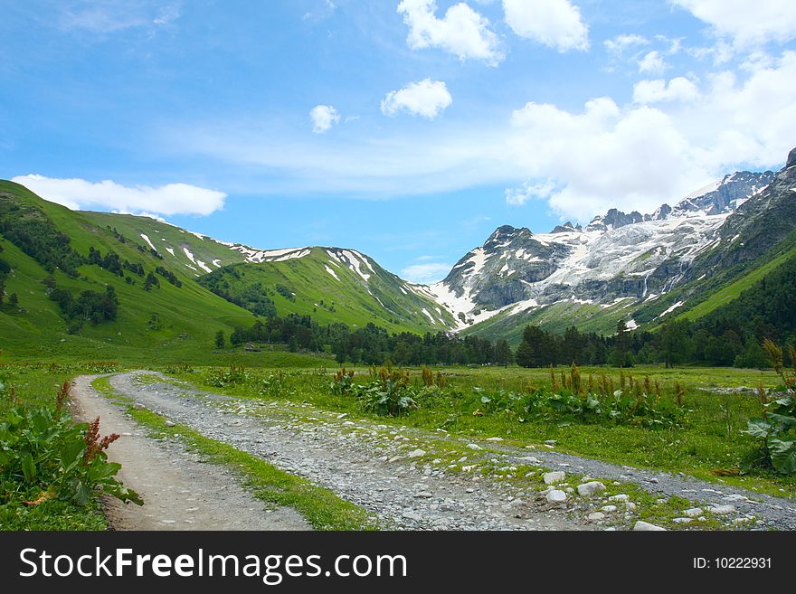 Road in mountains, in Caucasus