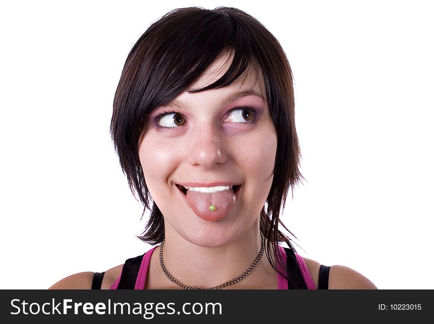 The Young Beautiful Girl On A White Background