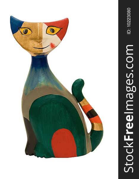 Wooden cat figurine