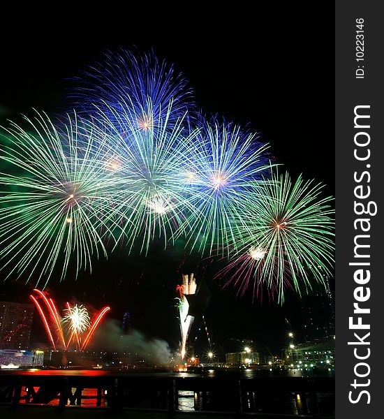 Colorful fireworks display at night. Colorful fireworks display at night