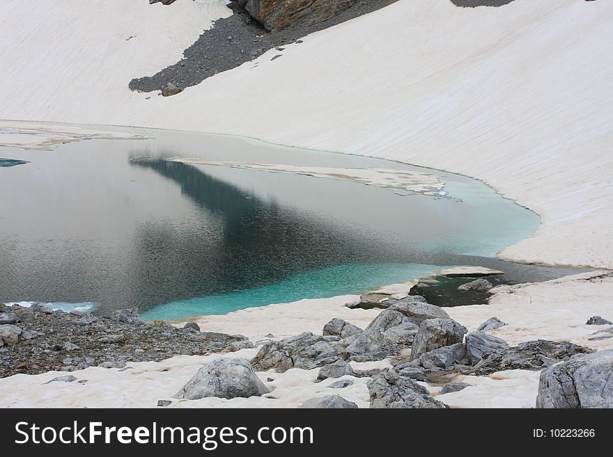 Beautiful lake in Caucasus mountains