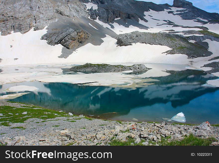 Beautiful lake in Caucasus mountains