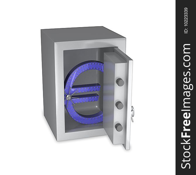 Euro symbol of steel in a safe