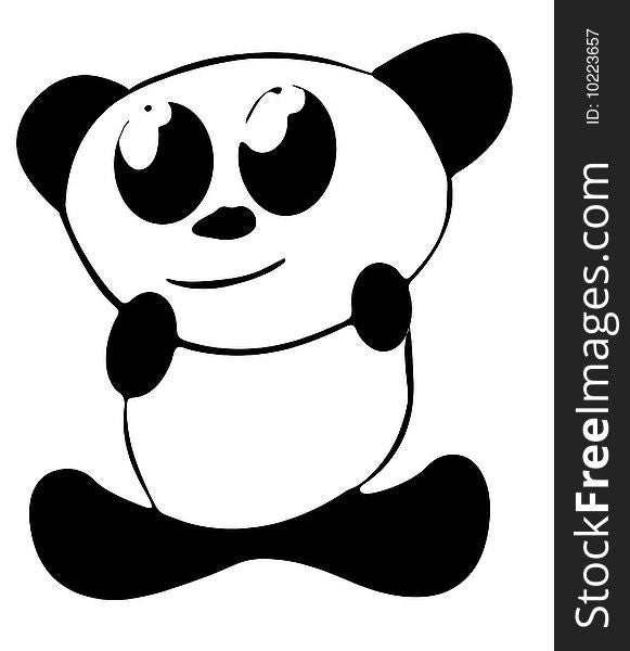 A file that can be resized to any size without quality loss showing a cute little panda in simple black and white shapes.