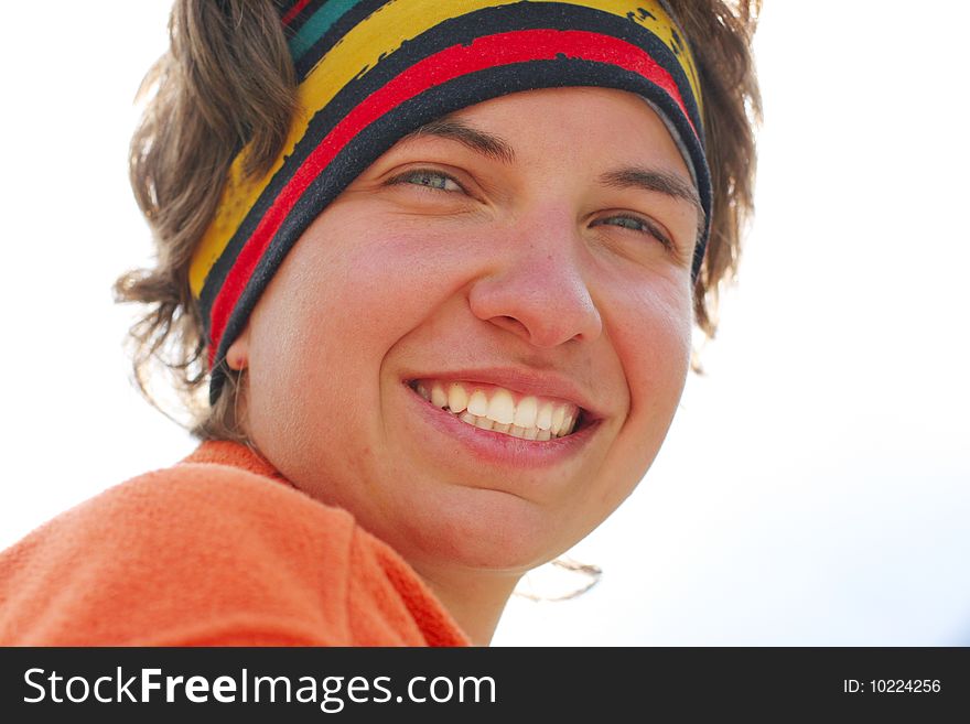 Hiker girl smiling at camera