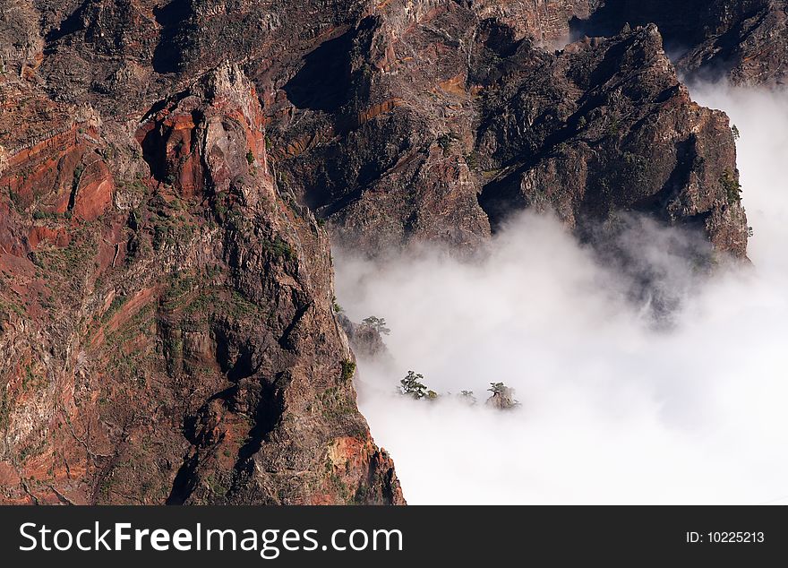 Mountain top on La Palma with sea of clouds. Mountain top on La Palma with sea of clouds