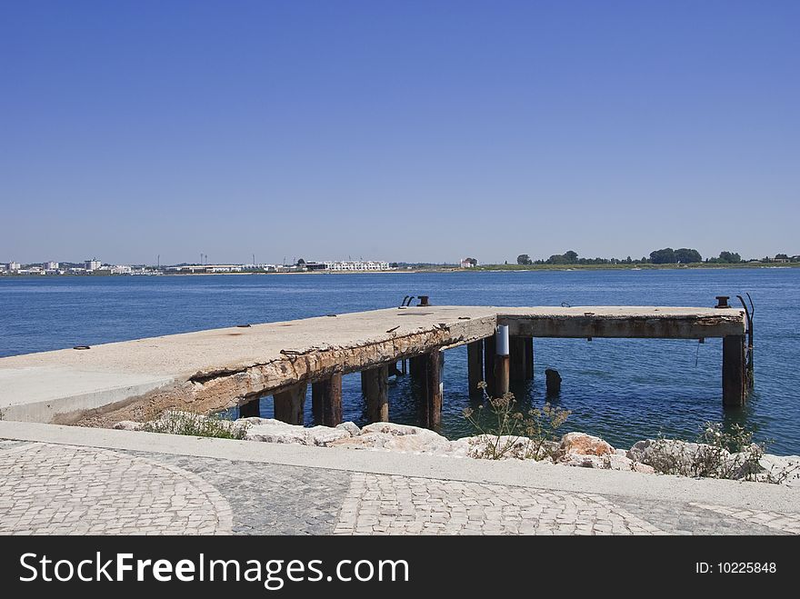 Old pier on the Portugal/Spain border